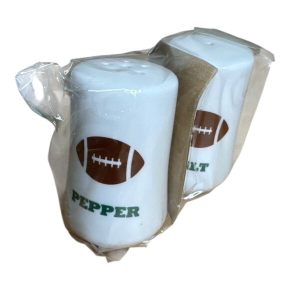 Football Ceramic Salt & Pepper Shakers Gartner Studios 3” NIP - Picture 3 of 4